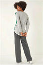 Grey Ribbed Colour Block Knit Jumper, Image 3 of 5