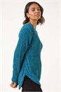 Blue Curved Hem Stitch Knit Jumper, Image 1 of 5