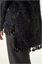 Black Fluffy Knit Fringe Hem Jumper, Image 5 of 5