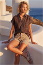 Chocolate Stitch Detail Shirt, Image 1 of 4