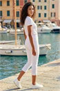 White Petite Cropped Stretch Trousers, Image 2 of 4