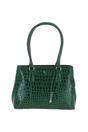 Green Croc Print Real Leather Two Section With Mid Purse Bag, Image 1 of 3
