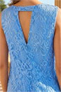 Blue Petite Bow Back Lace Shift Dress, Image 5 of 5