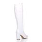 White High Block Heel Stretchy Calf Boots, Image 4 of 5