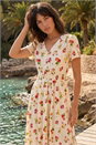 Ivory  Floral Print Buttoned Midi Dress, Image 2 of 4