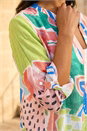 Peach Abstract Print Button Up Longline Blouse, Image 4 of 4
