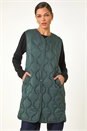 Forest Green Quilted Collarless Button Detail Gilet, Image 4 of 6