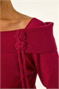 Red Floral Bardot Knit Midi Dress, Image 5 of 5