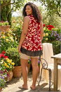 Red Curve Floral Print Chiffon Hem Vest Top, Image 3 of 4