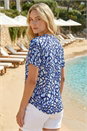 Navy  Abstract Print Zip Front Stretch Top, Image 3 of 4