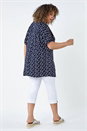 Navy  Curve Lace Shoulder Polka Dot Stretch T-Shirt, Image 3 of 5