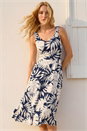 Ivory Palm Leaf Print Midi Dress, Image 1 of 4