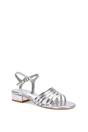 Silver 'Katie' Low Heel Open Toe Sandals With Ankle Strap, Image 2 of 5