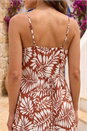 Rust Petite Leaf Print Strappy Midi Dress, Image 4 of 4