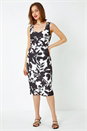 Ivory  Floral Cape Detail Stretch Shift Dress, Image 2 of 5