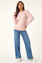 Light Pink Mosaic Print Fluffy Jumper, Image 3 of 7