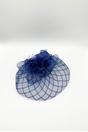 Navy Feather Floral Mesh Fascinator in Navy, Image 2 of 2
