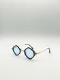 Blue Diamond Shape Sunglasses in Black Blue, Image 2 of 5