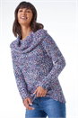 Purple Cowl Neck Tape Yarn Jumper, Image 1 of 5
