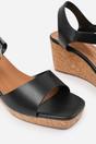 Black Imelda Wedge Sandals With Buckle Ankle Strap, Image 4 of 5