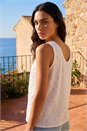 Ivory  Broderie Tie Front Button Top, Image 3 of 4