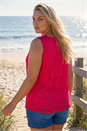 Pink Curve Sunflower Lace Texture Vest, Image 2 of 4