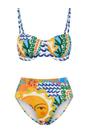 Multi WOVCOR Multi Tropical Print Balconette Bikini Set with High Waist Bottoms, Image 2 of 4