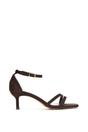 Brown XY LONDON Brown 'Lea' Open Toe Strappy Low Kitten Heel Sandal Shoes, Image 1 of 6