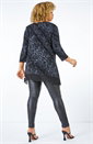 Silver Curve Animal Contrast Hem Top , Image 3 of 5