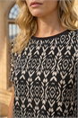 Black Ikat Print Textured Stretch Top, Image 4 of 4