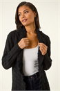 Black Longline Ruffle Detail Cardigan, Image 4 of 5