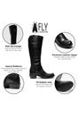 Black Womens Leather Riding Long Boots-MISTRY, Image 3 of 5