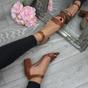 Tan AJVANI Tan Mid Block Heel Ankle Strap Sandals, Image 5 of 6