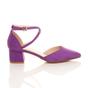 Purple AJVANI Purple Mid Block Heel Crossed Strap Pointed Toe 2 Part Heels, Image 2 of 6
