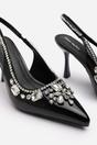 Black 'Karen' Patent Slingback Mid Heel, Image 5 of 6