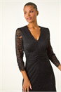 Black Corded Lace Midi Dress, Image 4 of 5