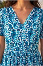 Blue Petite Aztec Print Button Midi Dress , Image 4 of 4