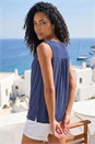 Navy  Cowl Neck Stretch Top, Image 3 of 4