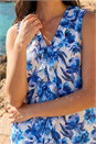 Blue Petite Floral Print Frill Top , Image 4 of 4