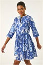 Blue Tie Dye Buttoned Shirt Dress, Image 1 of 5