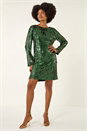 Green Sequin Shift Stretch Dress, Image 2 of 7