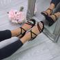 Black AJVANI Black Mid Wedge Heel Crossed Straps Sandals, Image 5 of 6