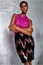 Bronze Embellished Sequin Velvet Stretch Skirt, Image 4 of 6