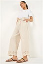 Natural  Petite Embroidered Hem Trouser, Image 1 of 5