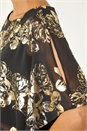 Gold Floral Foil Asymmetric Overlay Top, Image 5 of 5
