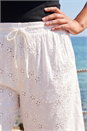 White Curve Tie Waist Broderie Short, Image 4 of 4