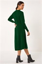 Dark Green Scallop Detail Knitted Midi Dress, Image 3 of 5