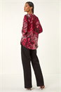 Red Animal Puff Print Stretch Shirt, Image 3 of 5