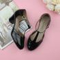 Black AJVANI Black Mid Heel Comfort T-Bar Brogue 2 Part Heels, Image 4 of 6