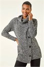 Black Roll Neck Button Detail Longline Jumper , Image 1 of 5